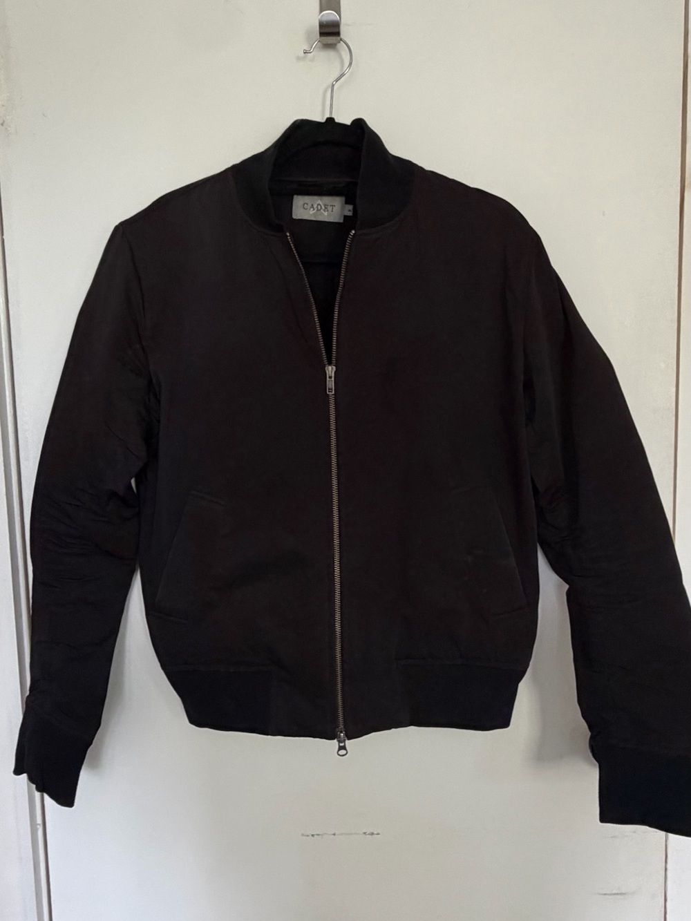 Cadet Slim Fit Men's Black Bomber Jacket - Classic Zip Front